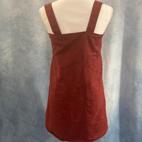 Handmade Brick Red Suede Button-Down Sleeveless Mini Dress Approx Size Small - Picture 5 of 12